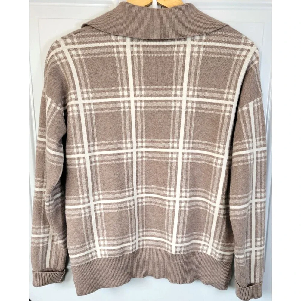 Max Studio Collared Plaid Sweater Size M Preppy Academia